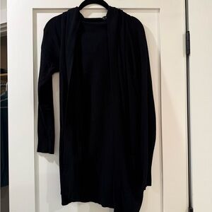 Long black hooded cardigan